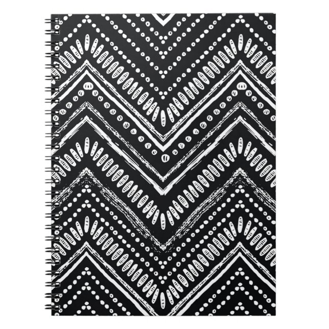 Handgezeichnetes Muster. Zigzag und Stripe Line, S Notizblock (Vorderseite)