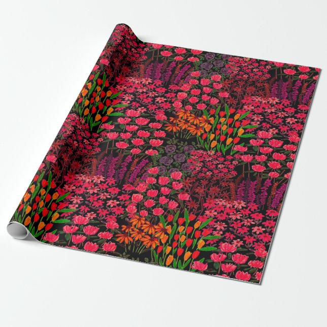 Handgezeichnetes nahtloses Muster mit Wildblumen Geschenkpapier (Ungerollt)