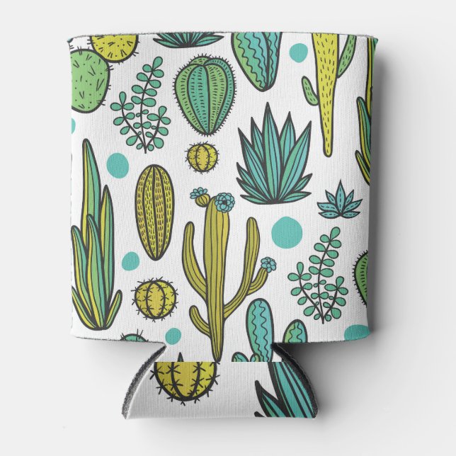 Handgezeichnetes Naturmuster Cacti Dosenkühler (Vorderseite)