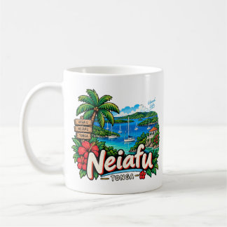 Handgezeichnetes Neiafu Tonga Reise Kunst Landmark Kaffeetasse