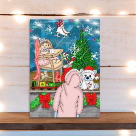 Handgezeichnetes Nostalgisches Weihnachtsfenster Karte