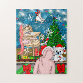Handgezeichnetes Nostalgisches Weihnachtsfenster Puzzle