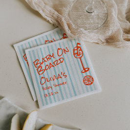 Handgezeichnetes Orange Blue Baby an Bord Babydusc Serviette