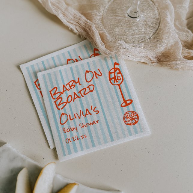 Handgezeichnetes Orange Blue Baby an Bord Babydusc Serviette (Von Creator hochgeladen)