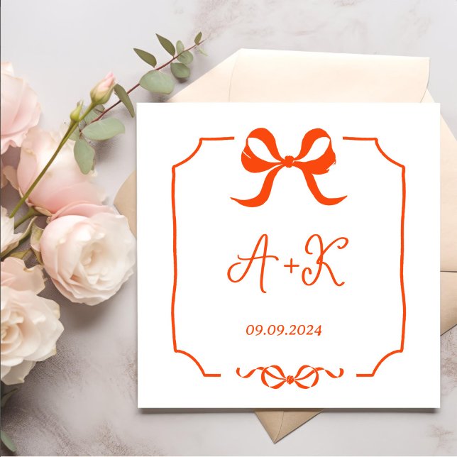 Handgezeichnetes Orange-Hochzeitmonogramm Serviette (Von Creator hochgeladen)