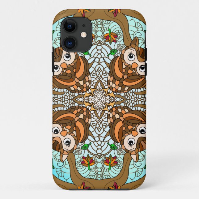 Handgezeichnetes Owl Mandala Artwork Case-Mate iPhone Hülle (Rückseite)