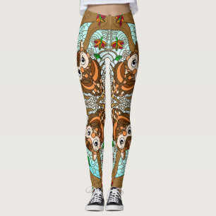 Handgezeichnetes Owl Mandala Artwork Leggings
