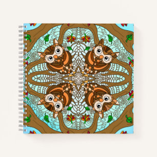 Handgezeichnetes Owl Mandala Artwork Notizbuch