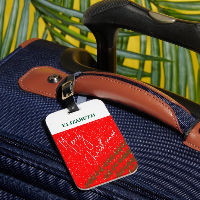 Handgezeichnetes persönliches Frohe Weihnachten Gepäckanhänger (Vorderseite Insitu 1)