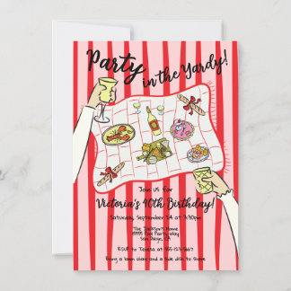 Handgezeichnetes Picknick-Party in der Yardy Einladung