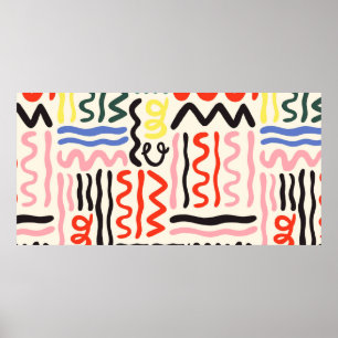 Handgezeichnetes Pinsel-Muster, Zickzacklinien, Li Poster