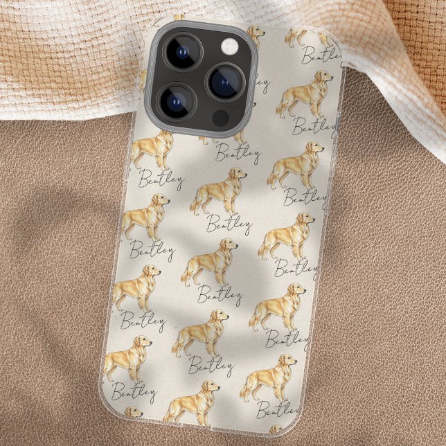 Handgezeichnetes Portrait Sketch Goldener Retrieve iPhone Hülle (Showcase your furry friend with this Hand Drawn Pet Portrait Sketch Golden Retriever Case!)