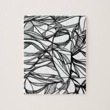handgezeichnetes PUZZLE Schwarz-Weiß-Linienkunst z