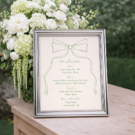 Handgezeichnetes Quriky Bow Green Wedding Bar Drin Poster