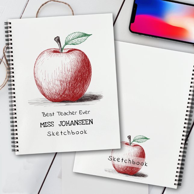Handgezeichnetes Red Apple Bester Lehrer je Sketch Notizbuch (Von Creator hochgeladen)