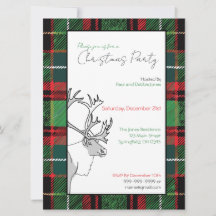 Handgezeichnetes Rentier Kariertes WeihnachtsParty
