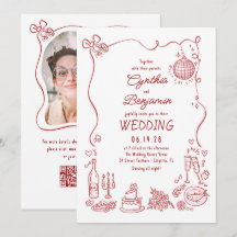 Handgezeichnetes Retro-Whimsical-Burgund-Weihnacht