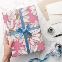 Handgezeichnetes rosa Gänseblümchen weißes Blumenm