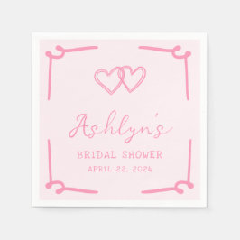 Handgezeichnetes rosa Herz Brautparty Papier Napki Serviette