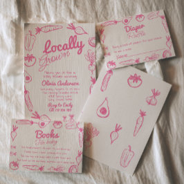Handgezeichnetes Rosa, örtlich gezüchtete Girl-Bab Einladung