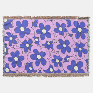 Handgezeichnetes rosa und blaues Blume-Design Decke