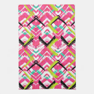 Handgezeichnetes Rosa Zickzack-Muster Handtuch