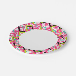 Handgezeichnetes Rosa Zickzack-Muster Pappteller