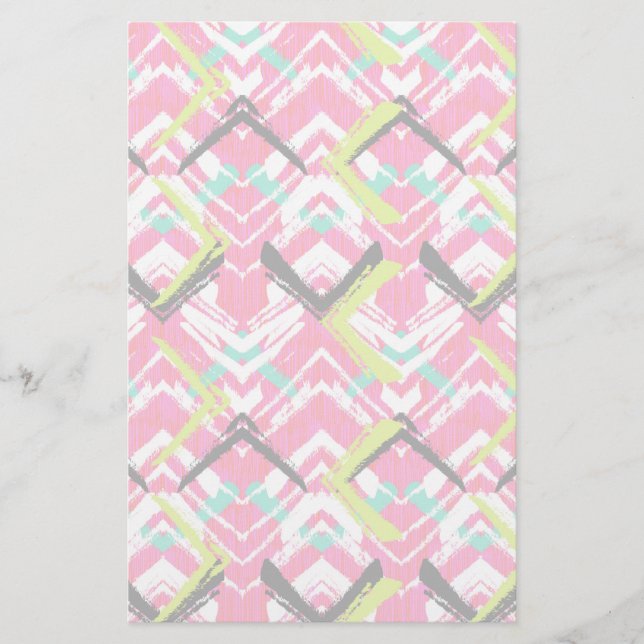 Handgezeichnetes Rosa Zig-Zag-Muster Briefpapier (Vorderseite)