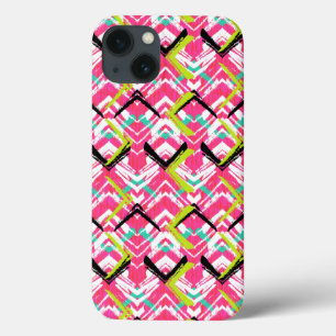 Handgezeichnetes Rosa Zig Zag Muster iPhone 13 Hülle