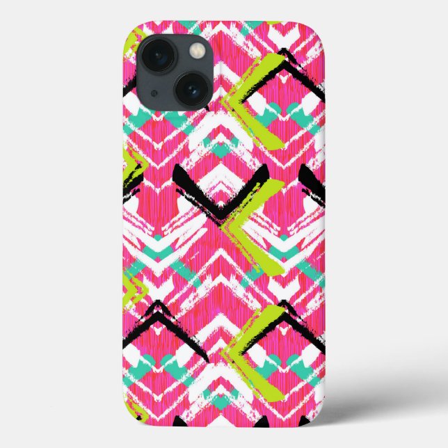 Handgezeichnetes Rosa Zig Zag Muster Case-Mate iPhone Hülle (Rückseite)