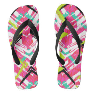 Handgezeichnetes rosa Zig-Zag-Muster Flip Flops