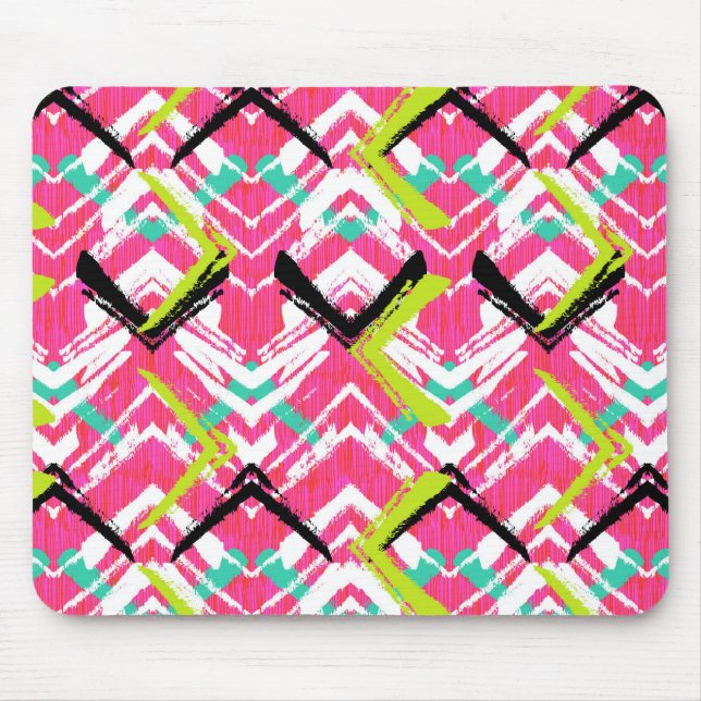 Handgezeichnetes rosa Zig-Zag-Muster Mousepad (Vorne)