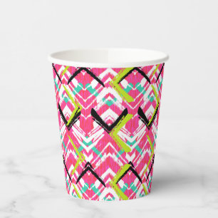 Handgezeichnetes Rosa Zig-Zag-Muster Pappbecher
