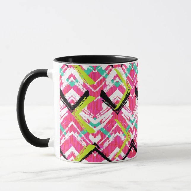 Handgezeichnetes rosa Zig-Zag-Muster Tasse (Links)