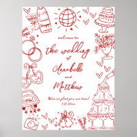 Handgezeichnetes rotes Hochzeitssymbol