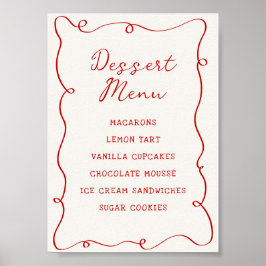 Handgezeichnetes rotes Rahmen-Dessert-Menü Poster