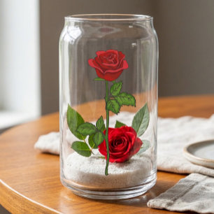 Handgezeichnetes rotes Rosen-Dosen-Glas Dosenglas
