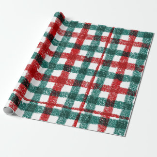 Handgezeichnetes rotes und grünes Weihnachts-Karom Geschenkpapier