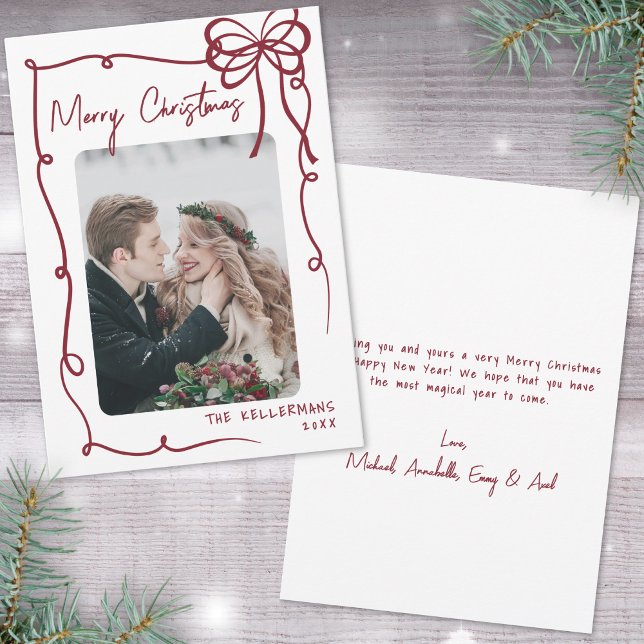 Handgezeichnetes rotes verspieltes Weihnachten (Hand Drawn Red Whimsical Christmas Holiday Card)