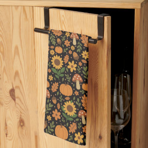 Handgezeichnetes rustikales Herbstmuster-Küchentuc Geschirrtuch