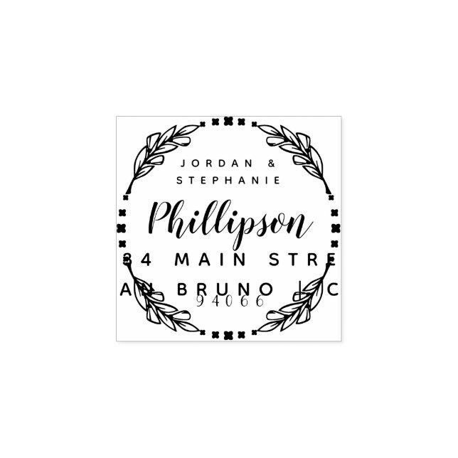 Handgezeichnetes rustikales Skript Verheirateten C Gummistempel (Prägung)