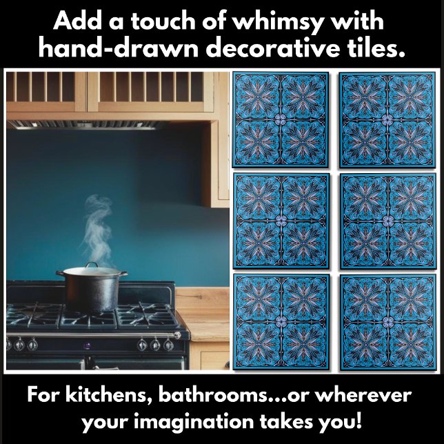 Handgezeichnetes Scandi-Blumenmuster Fliese (Unique hand-drawn decorative tiles to kitchens, bathrooms add a touch of whimsy to your home.)