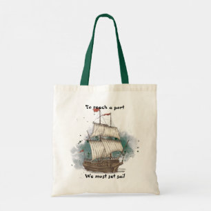 Handgezeichnetes Schiff Tragetasche