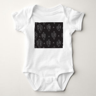 Handgezeichnetes schwarzes Kaktusmuster Baby Strampler