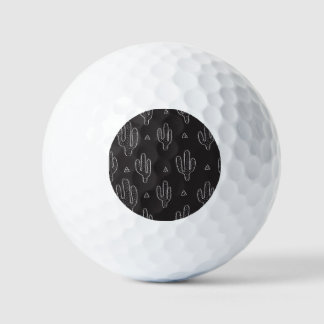 Handgezeichnetes schwarzes Kaktusmuster Golfball