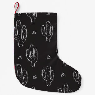 Handgezeichnetes schwarzes Kaktusmuster Kleiner Weihnachtsstrumpf