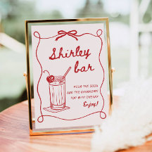 Handgezeichnetes Shirley-Temple-Bar-Schild-Druckbi