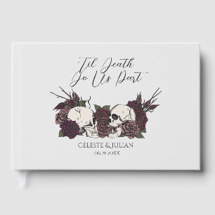 Handgezeichnetes silbergraues Soft-Gothic-Hochzeit Gästebuch