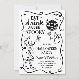 Handgezeichnetes Skeleton Spooky Halloween Einladung