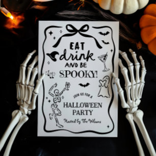 Handgezeichnetes Skeleton Spooky Halloween Einladung